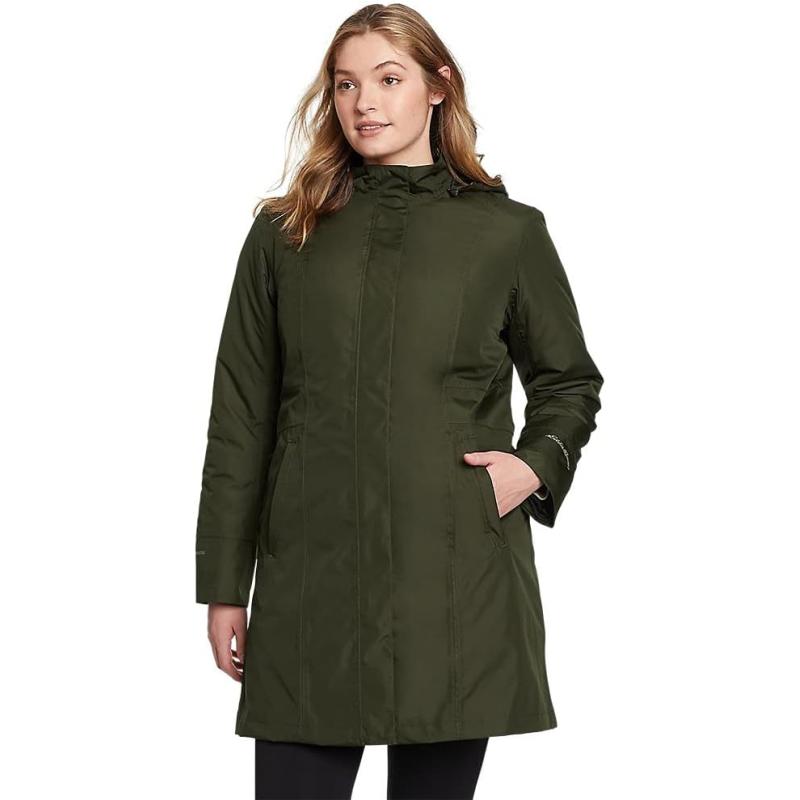 Eddie Bauer Women’s Girl On The Go Insulated Trench Coat(Petite Dark ...