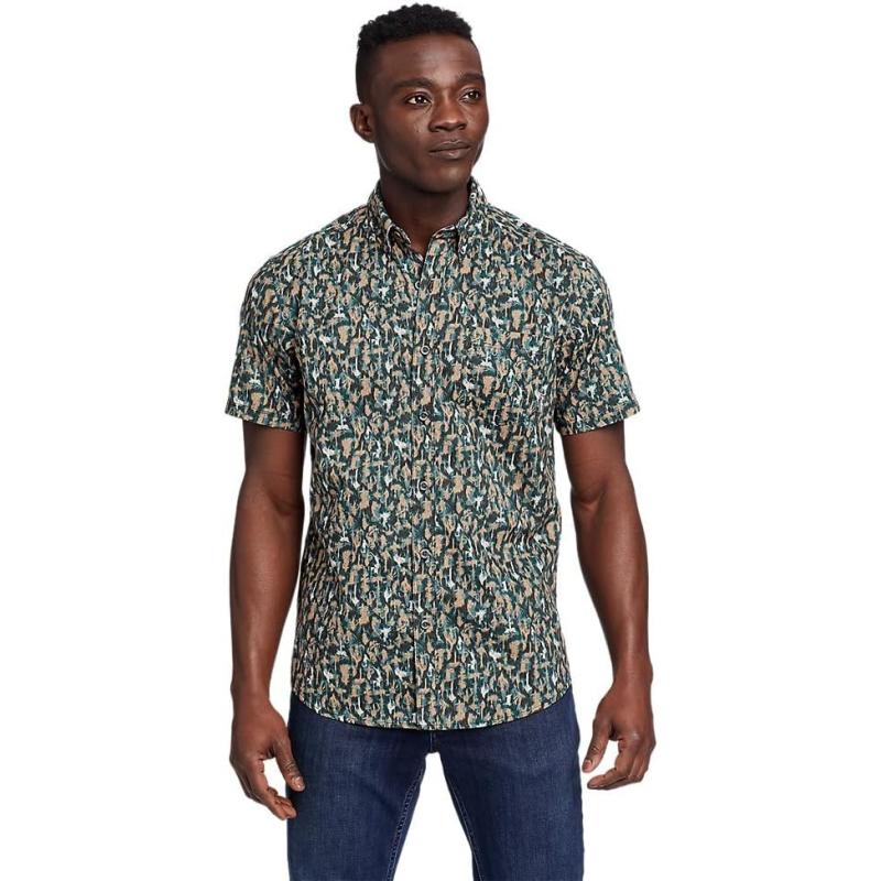 Eddie Bauer Men’s Baja Short-Sleeve Shirt – Print(Regular Evergreen ...