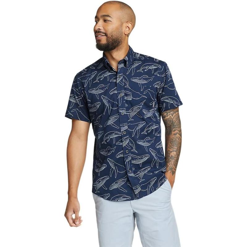 Eddie Bauer Men’s Baja Short-Sleeve Shirt – Print(Tall Marina) - Eddie ...