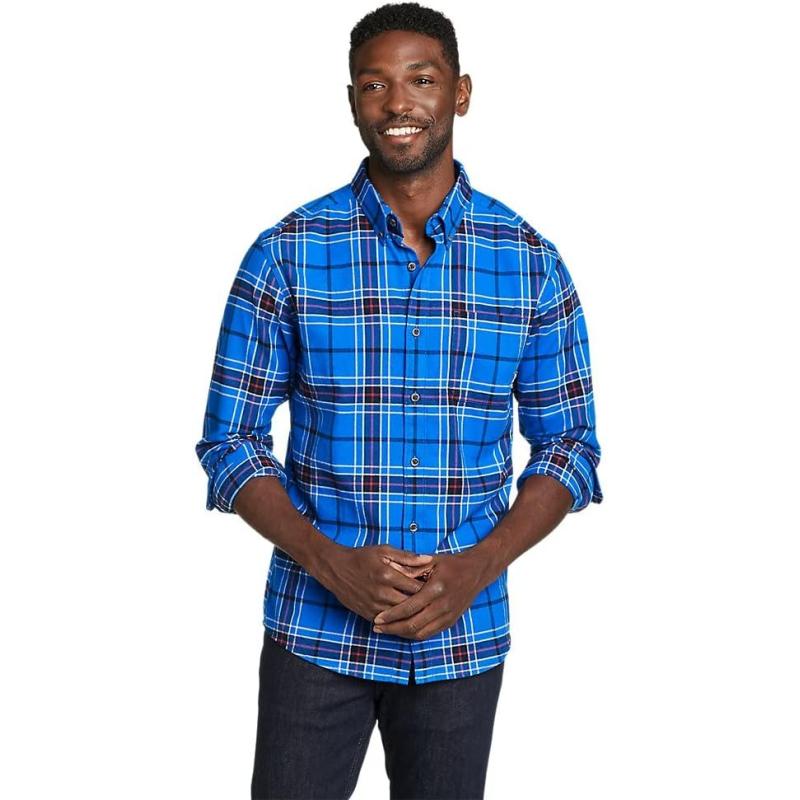 Eddie Bauer Men’s Eddie’s Favorite Flannel Shirt – Slim(Tall Sapphire ...