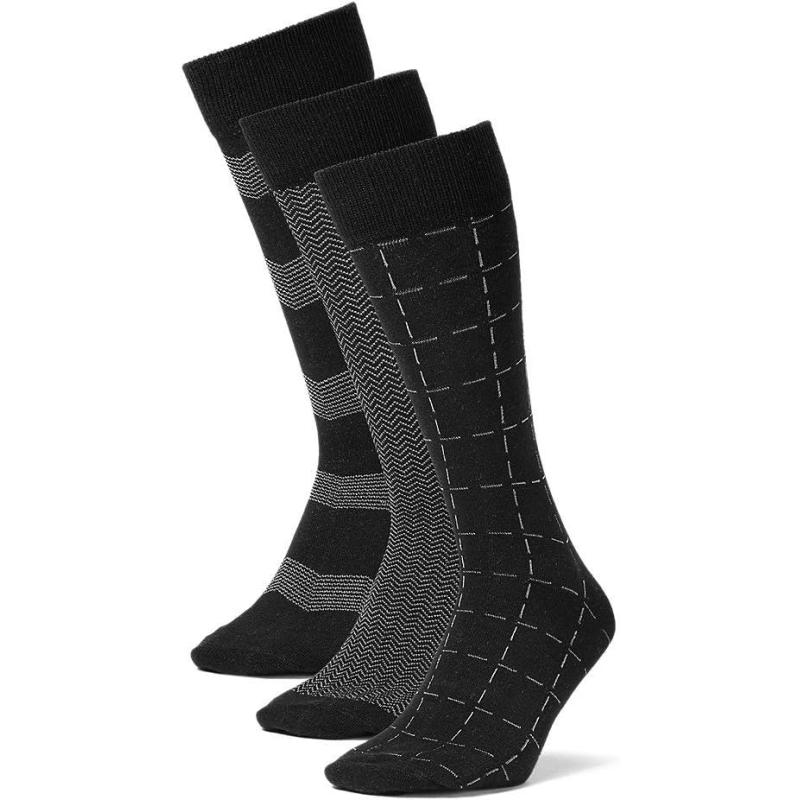 Eddie Bauer Men’s Pattern Crew Socks – 3 Pack(Black) - Eddie Bauer