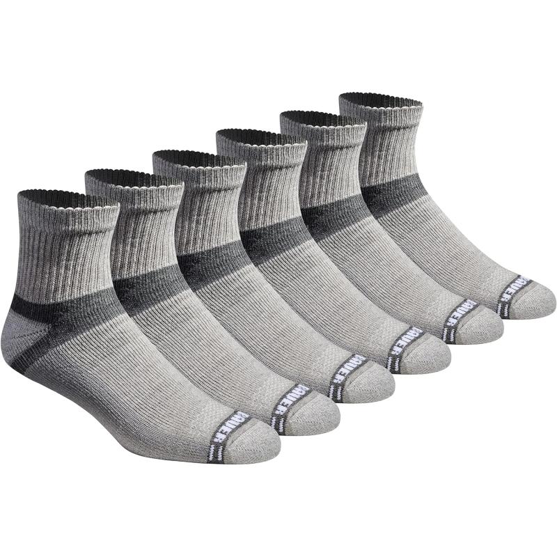 Eddie Bauer Men’s Dura Dri Moisture Control 6-Pair Quarter Socks(Grey ...